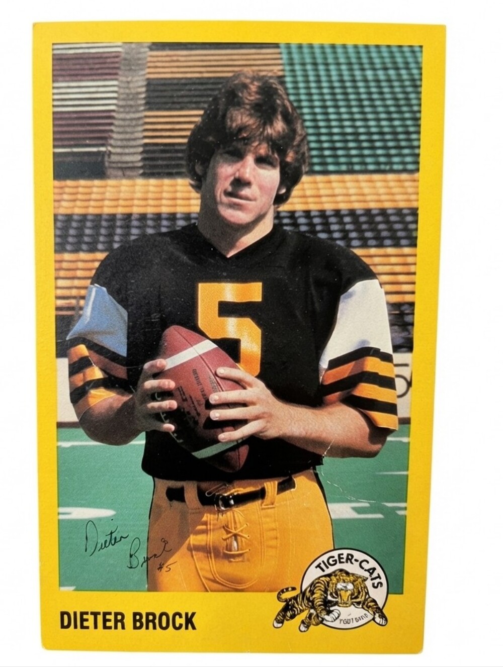 1984 🏈 Dieter Brock JOGO Jumbo / Post Card ~ Hamilton Tiger-Cats (Fair)